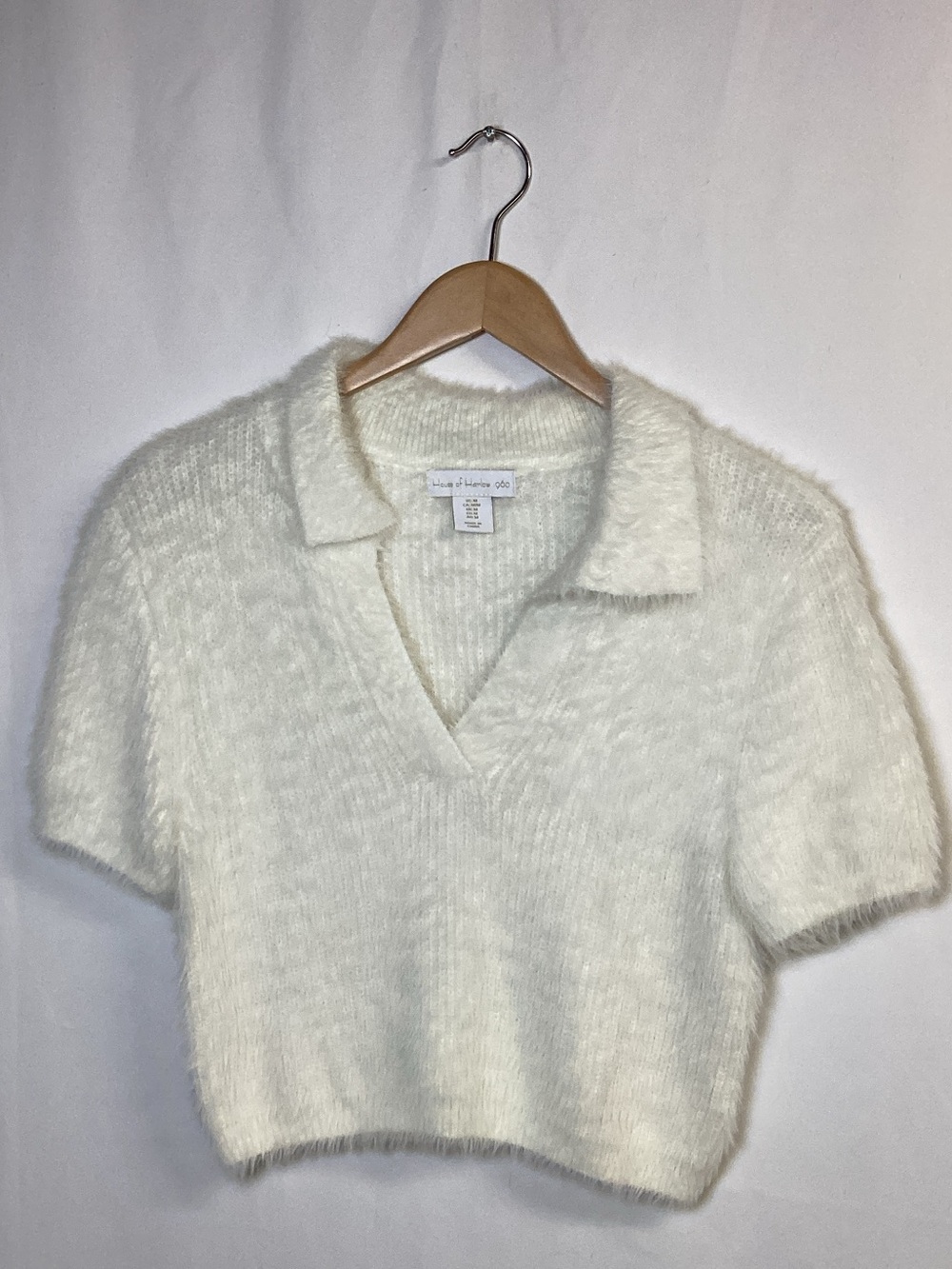 House of Harlow 1960 Fuzzy Cropped Top White Size M
